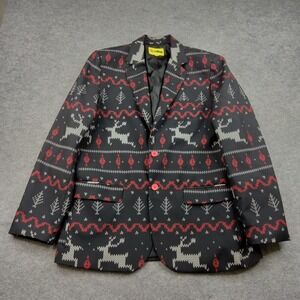 Tipsy Elves Blazer Mens 42 Christmas Fair Isle Reindeer Suit Jacket Party‎ Coat